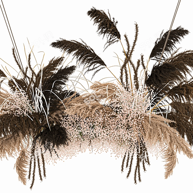 Reed Bouquet: Dry Florals for Stylish Decor 3D model image 4