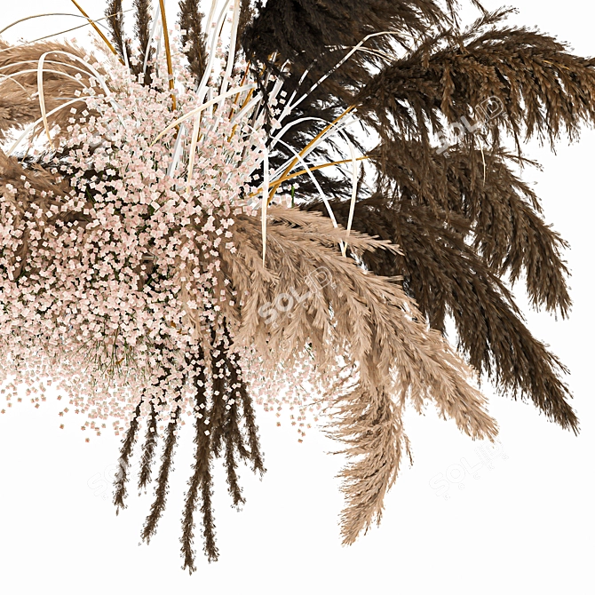 Reed Bouquet: Dry Florals for Stylish Decor 3D model image 5