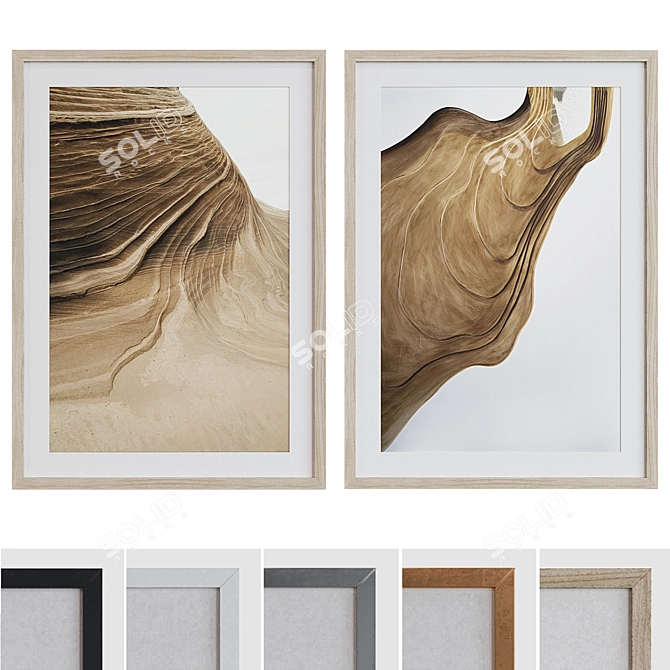 Abstract Dune Picture Frame Set 3D model image 1