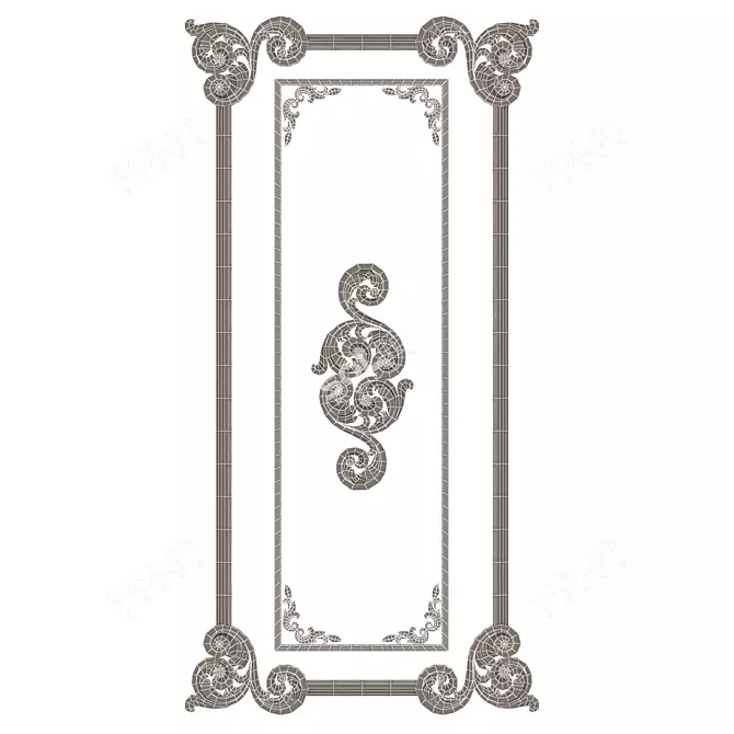 Elegant Carved Decoration Panel 3D model image 6