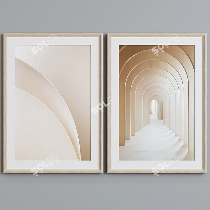 Modern Architectural Picture Frame Set 3D model image 2