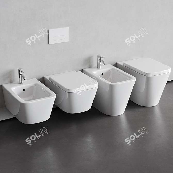 Ideal Standard Blend Cube WC & Bidet Set 3D model image 1