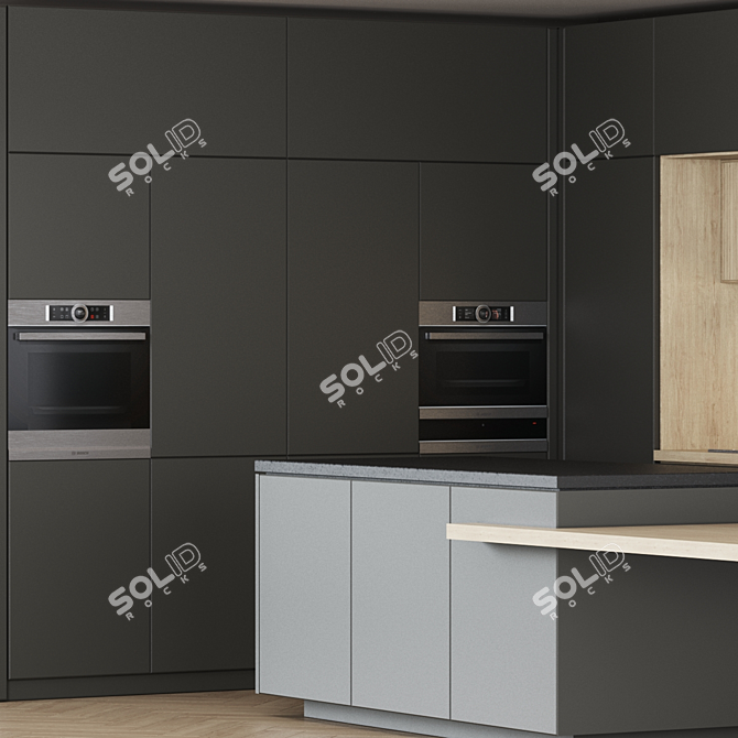 Modern Kitchen Cabinet Set 3D model image 3