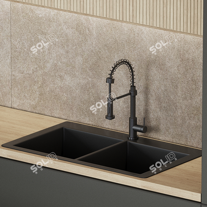 Modern Kitchen Cabinet Set 3D model image 4