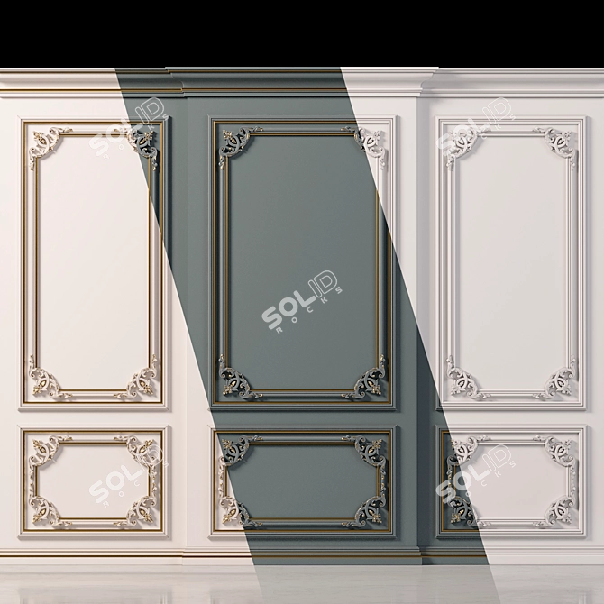 Elegant Wall Molding Design 3D model image 1