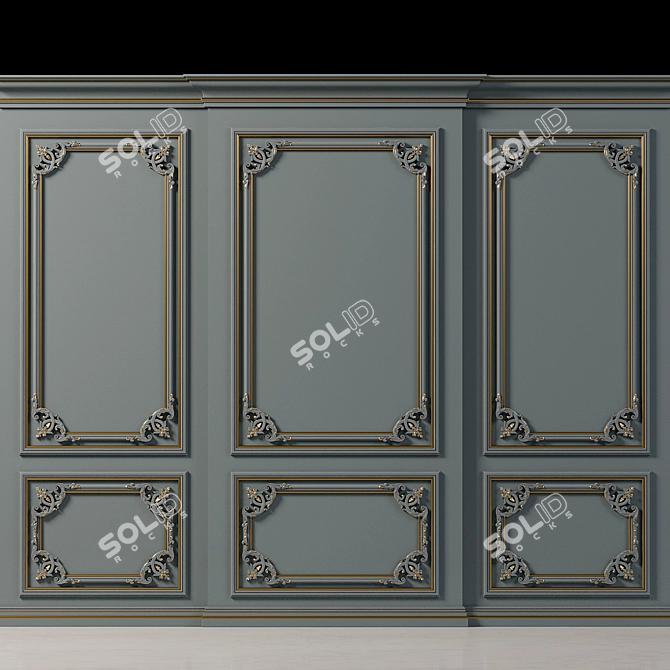 Elegant Wall Molding Design 3D model image 2