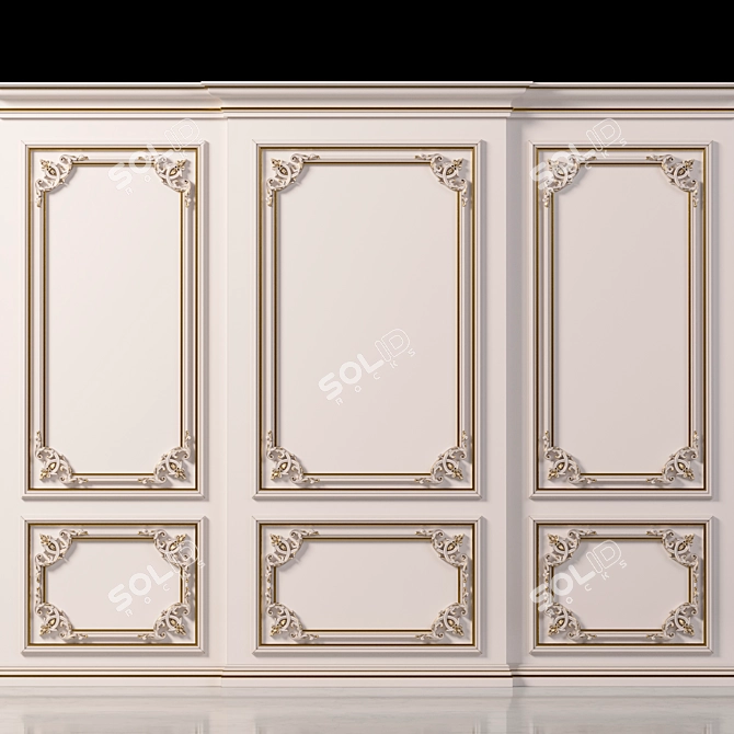 Elegant Wall Molding Design 3D model image 3