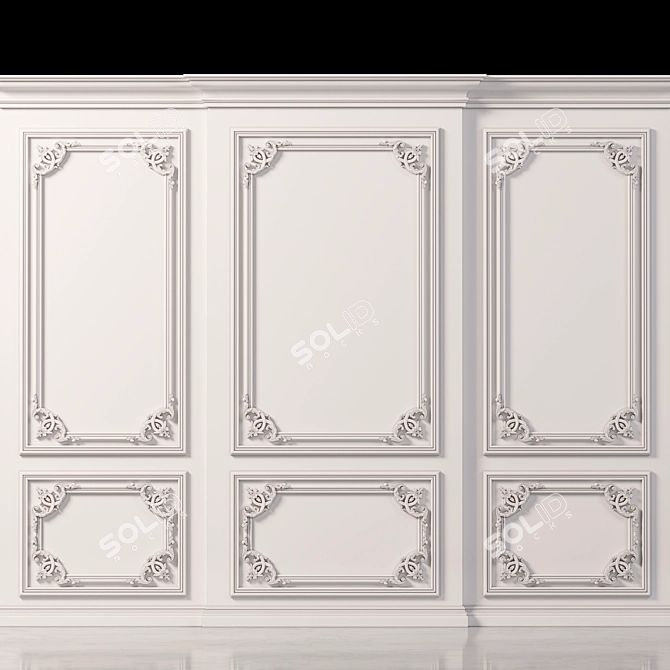 Elegant Wall Molding Design 3D model image 4