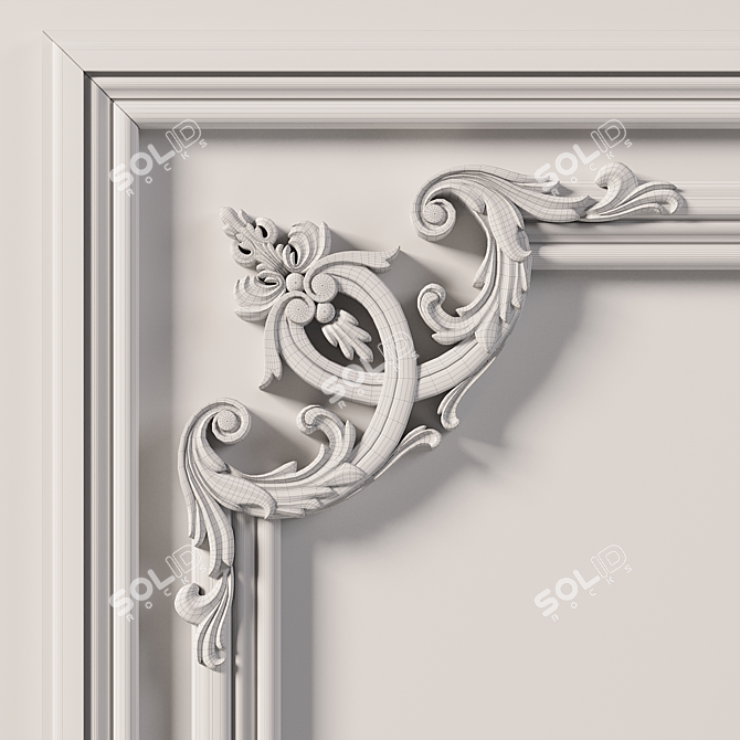 Elegant Wall Molding Design 3D model image 7