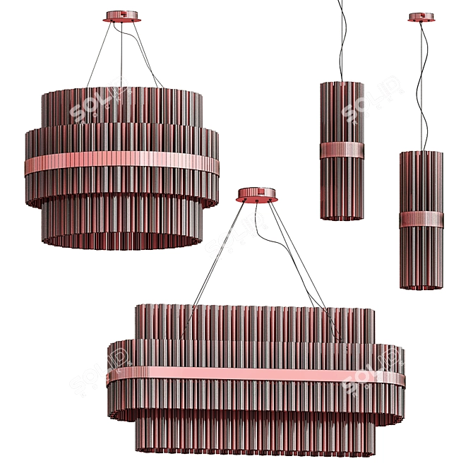 Elegant Tiered Chandelier Collection 3D model image 2