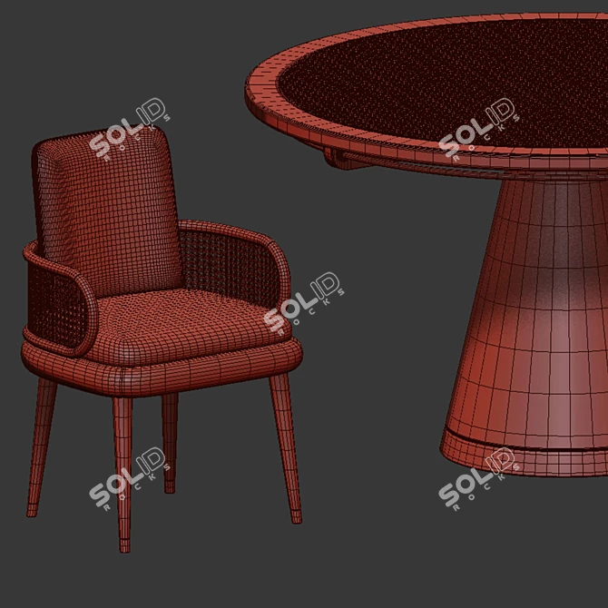 Elegant Blakey Table and Chair 3D model image 6