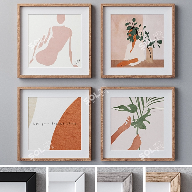 Modern Frame Set: 4 Colors 3D model image 1