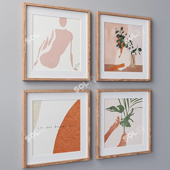 Modern Frame Set: 4 Colors 3D model image 2