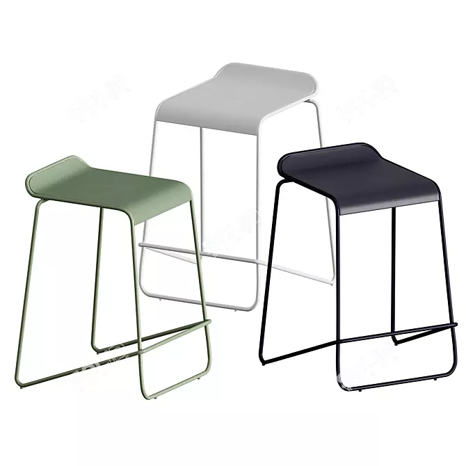 Ready Stacking Barstool: Stylish, Space-saving Seating Solution 3D model image 4