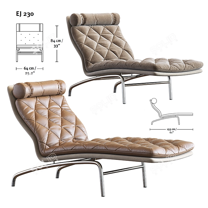 AV72 EJ230 Chaise Longue: Sleek Design & Superior Comfort 3D model image 1