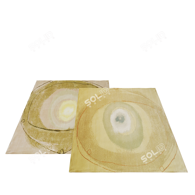 Silky Cream Orbit Rug Set 3D model image 2