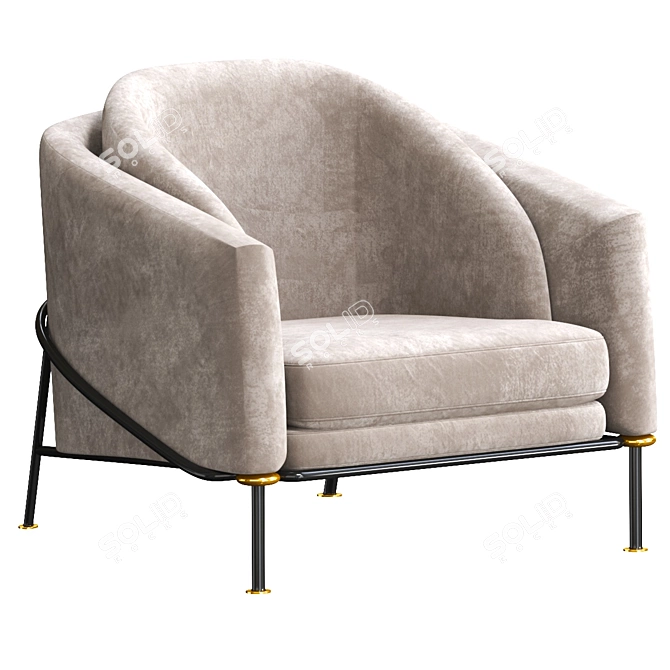 Elegant FIL NOIR Armchair: Chic Minotti Design 3D model image 3