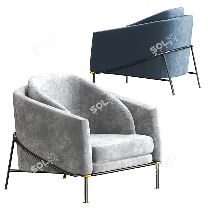 Elegant FIL NOIR Armchair: Chic Minotti Design 3D model image 4