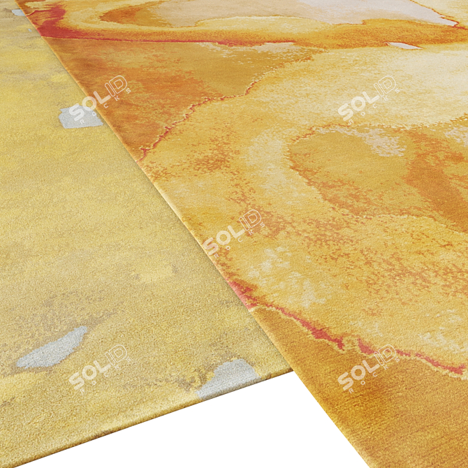 Golden Silk Abstract Rug Set 3D model image 3