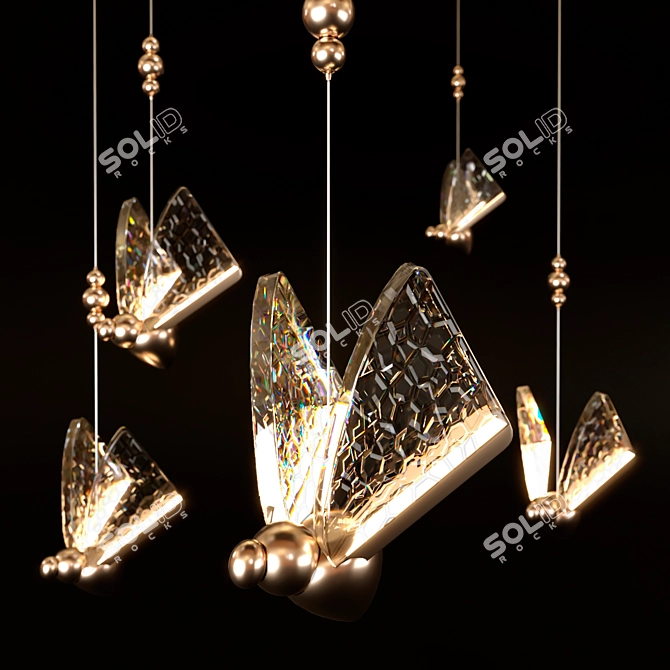 Elegant Butterfly LED Pendant 3D model image 2