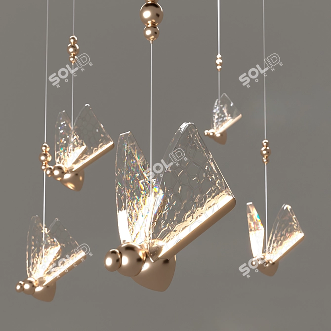 Elegant Butterfly LED Pendant 3D model image 7