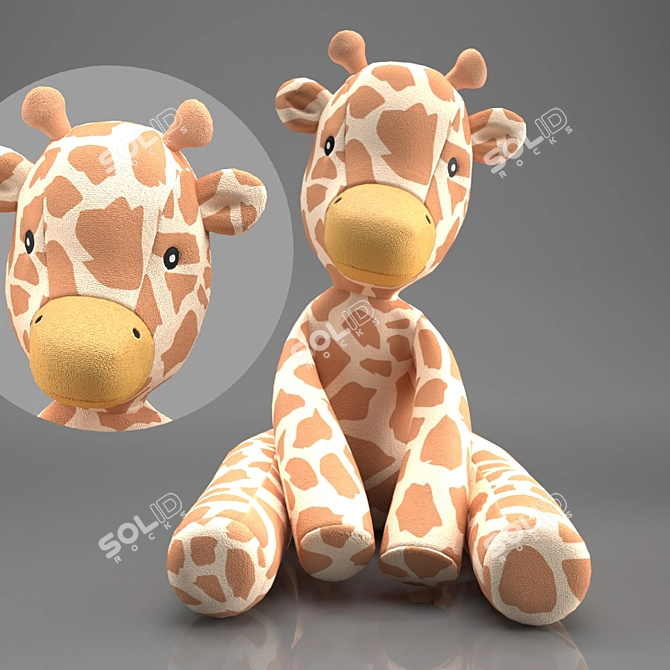 Gentle Giraffe Plush Toy 3D model image 2