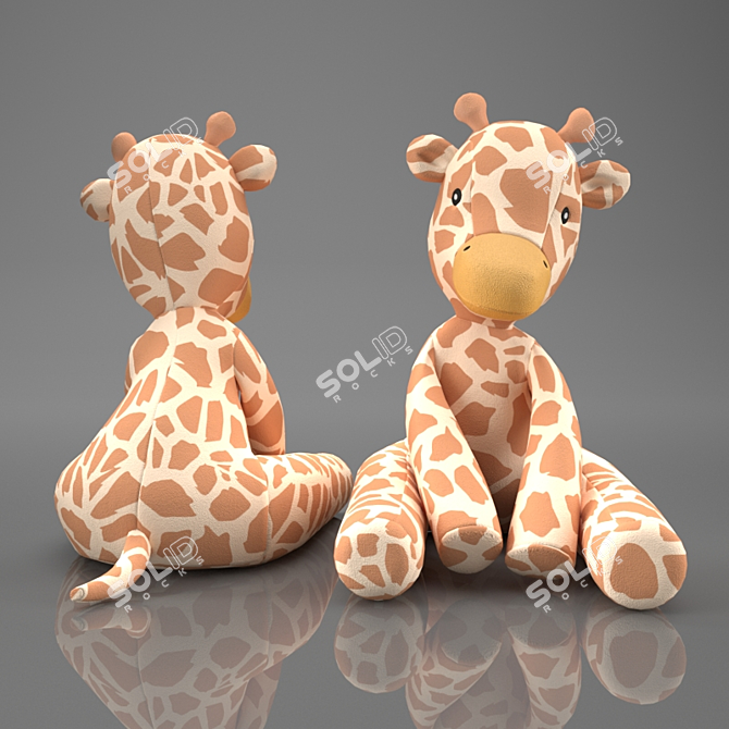 Gentle Giraffe Plush Toy 3D model image 4