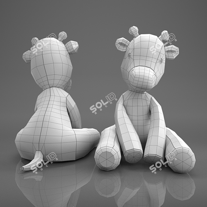 Gentle Giraffe Plush Toy 3D model image 5