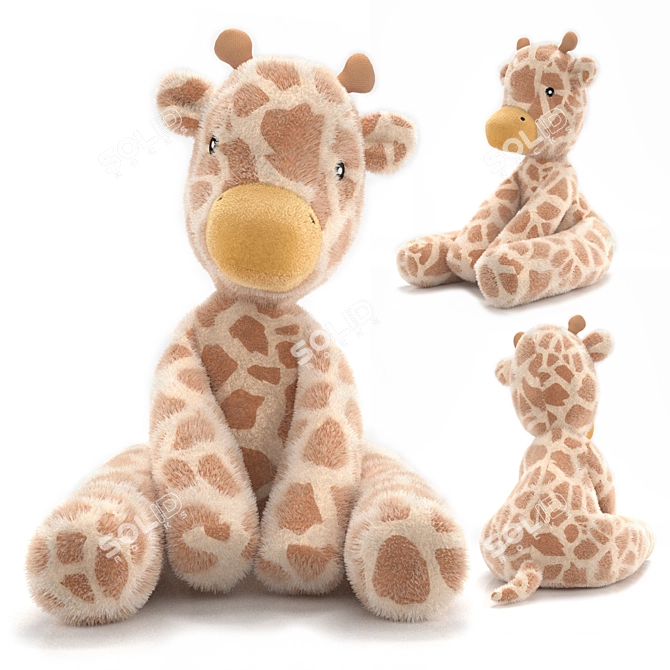Gentle Giraffe Plush Toy 3D model image 7