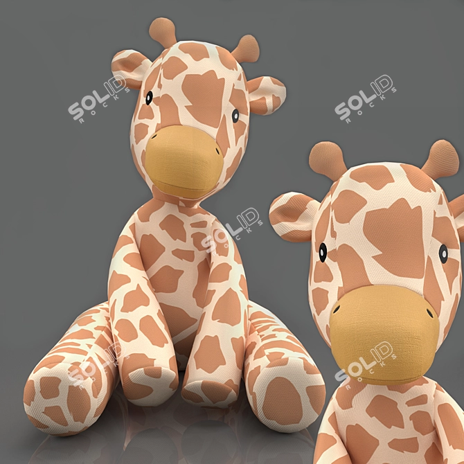 Gentle Giraffe Plush Toy 3D model image 9