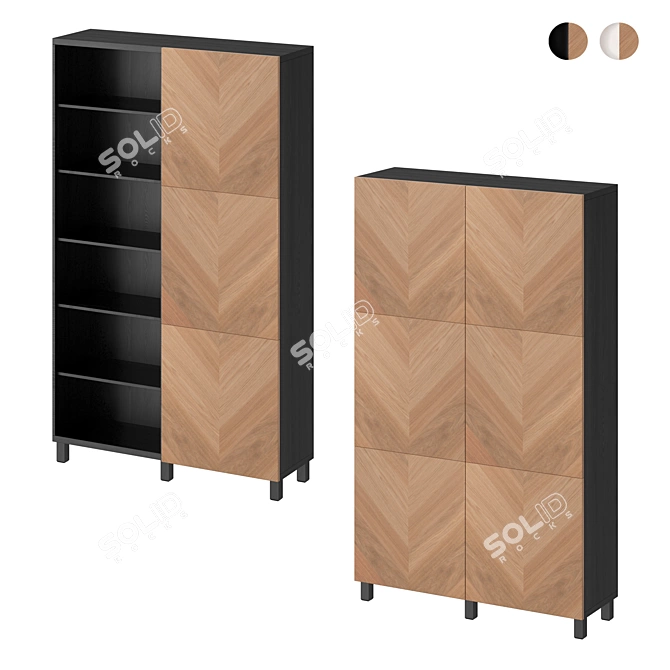 BESTÅ HEDEVIKEN Shelf & Cabinet - Black/Brown & White 3D model image 1