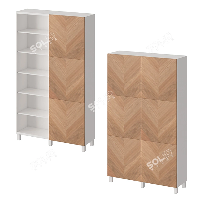 BESTÅ HEDEVIKEN Shelf & Cabinet - Black/Brown & White 3D model image 2