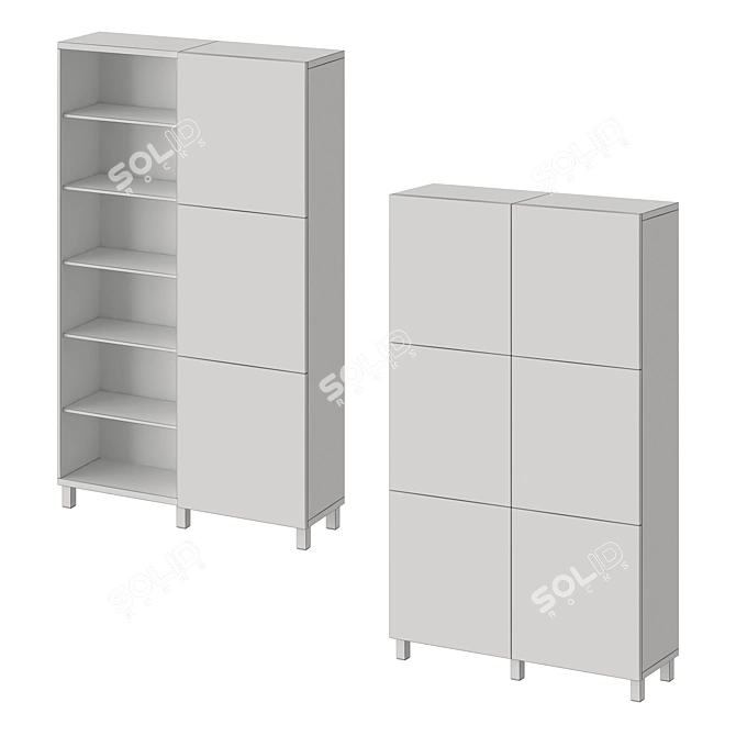 BESTÅ HEDEVIKEN Shelf & Cabinet - Black/Brown & White 3D model image 3