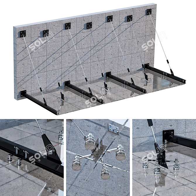 Modern Glass Canopy: Vray & Corona 3D model image 1