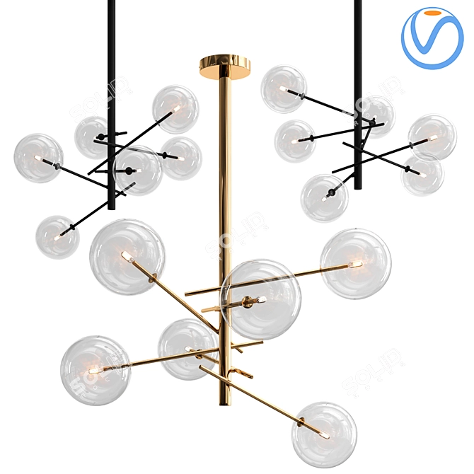 Contemporary Bolle Hanging Lamp 3D model image 1