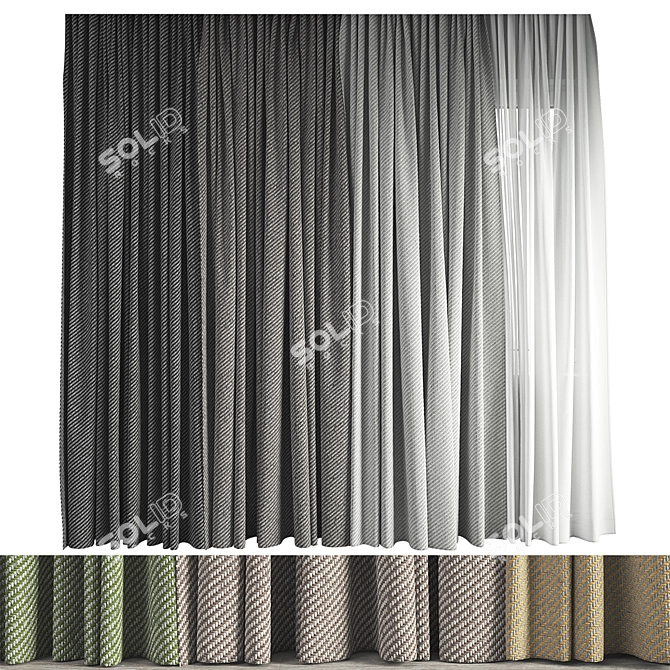 Fidivi Jeans Curtain Collection: Seamless Texture in 34 Colors 3D model image 1