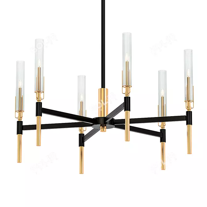 Maxim Flambeau Black Brass Chandelier 3D model image 1