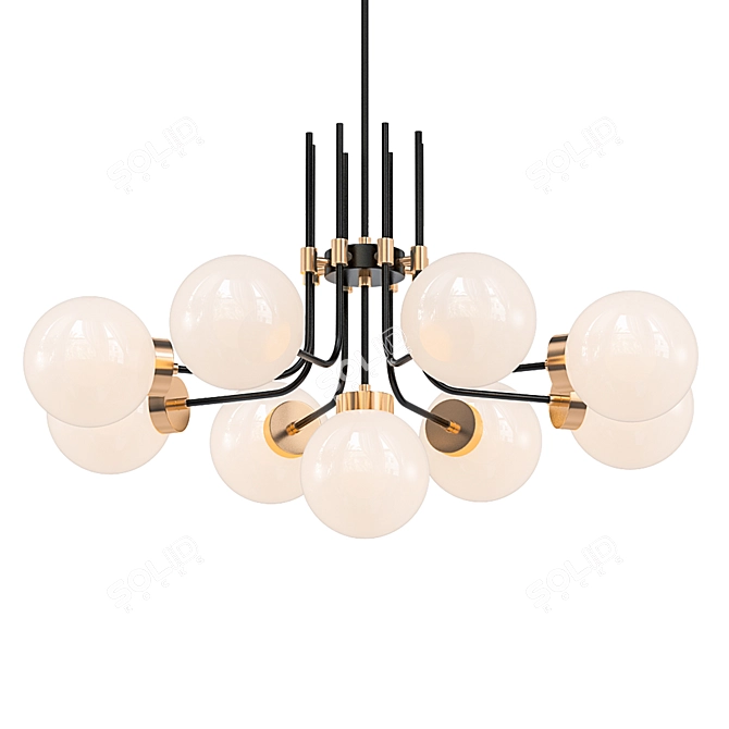 Elegant Black and Brass Chandelier 3D model image 1