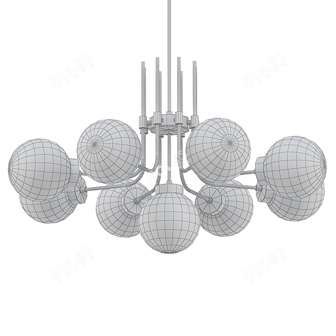Elegant Black and Brass Chandelier 3D model image 2