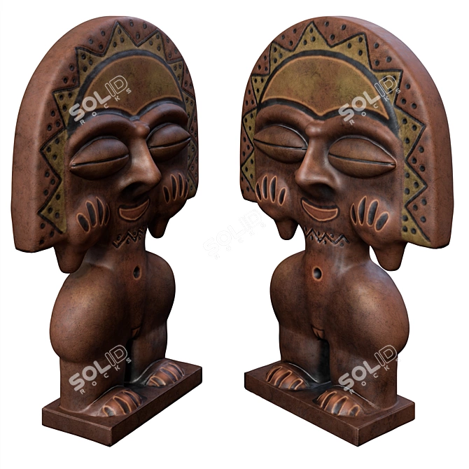 Celestial Taino Moon Goddess Sculpture 3D model image 2