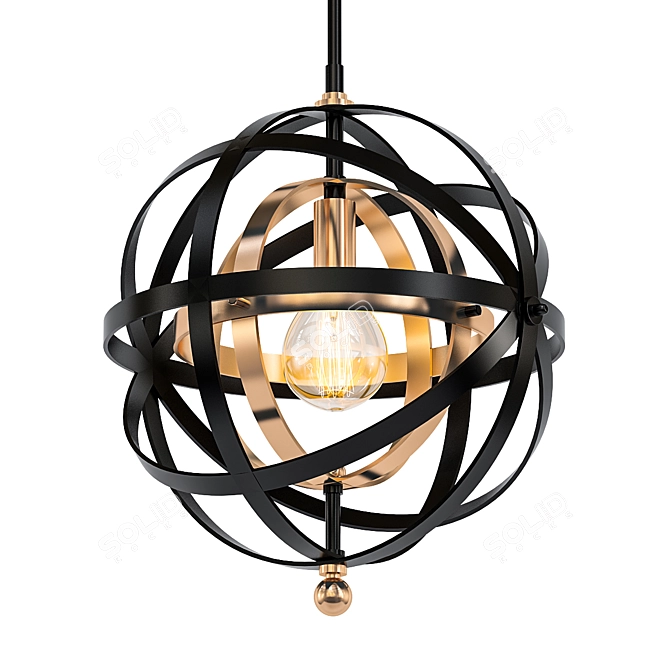 Elegant Bronze and Brass Orb Pendant 3D model image 1