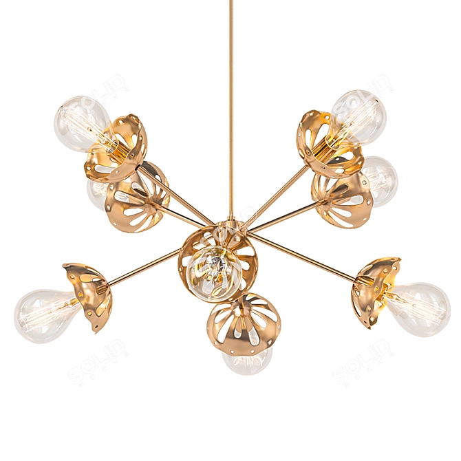 Sparkling Silver Leaf Pendant Light 3D model image 1