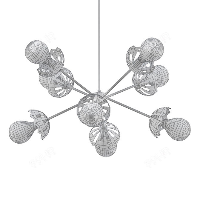 Sparkling Silver Leaf Pendant Light 3D model image 2