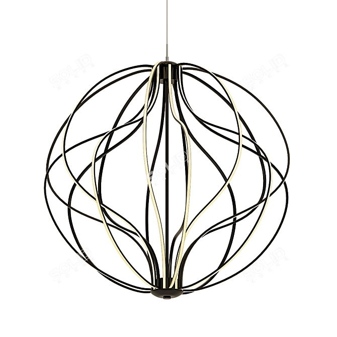 Elegant Black Orb Pendant Light 3D model image 1