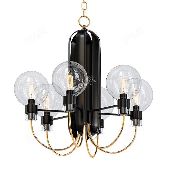 Bauhaus 24: Bronze & Brass Chandelier 3D model image 1