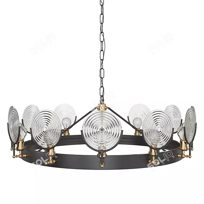 Gaslight Lens Chandelier 42: Vintage-inspired Illumination 3D model image 1