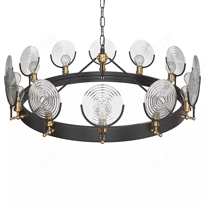 Gaslight Lens Chandelier 42: Vintage-inspired Illumination 3D model image 2