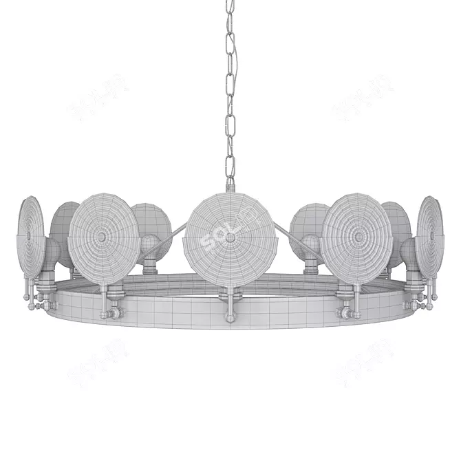 Gaslight Lens Chandelier 42: Vintage-inspired Illumination 3D model image 3