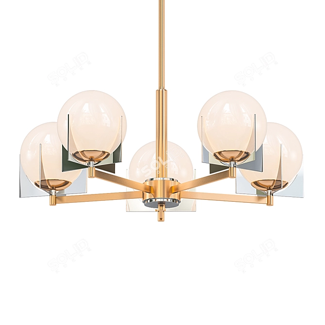 Satin Brass Platinum 5-Light Chandelier 3D model image 1