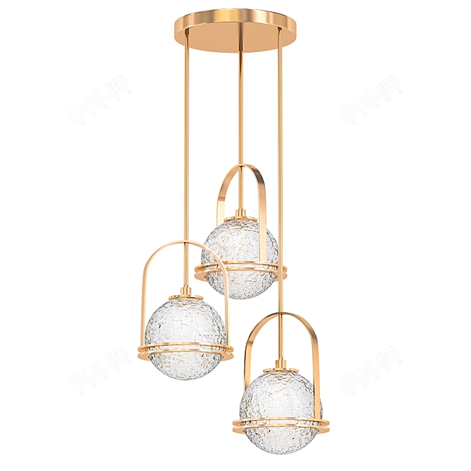 Brass Cluster Pendant Light 3D model image 1